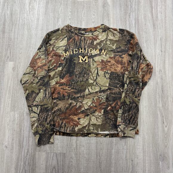 Vintage Other - Vintage Michigan Wolverines Camo Long Sleeve Shirt Men's Small Green Camouflage